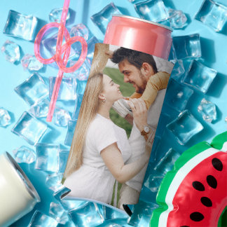 Personalized 2 Photo Template Double Sided Can Coo Seltzer Can Cooler