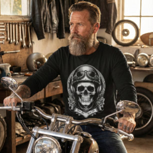 Personalized 2-Sided Biker Skull Motorcycle T-Shirt