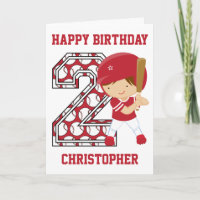 Personalized 2nd Birthday Baseball Batter Red