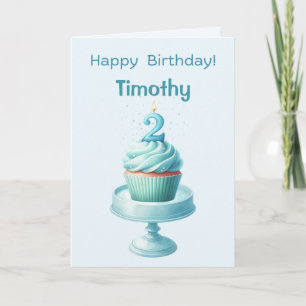 Personalized 2nd Birthday Cupcake Card