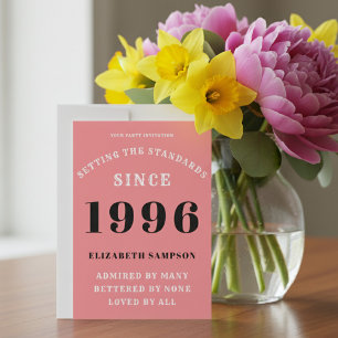 Personalized 30th Birthday 1996 Add Your Name Pink Invitation