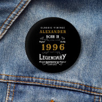 Personalized 30th Birthday Born 1996 Vintage Black