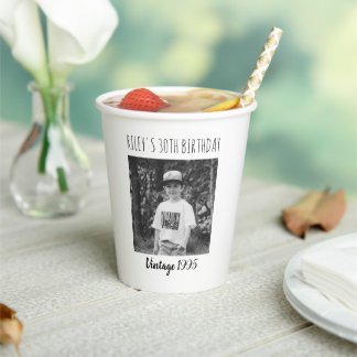 Personalized 30th Birthday Custom Photo Face Party Paper Cups