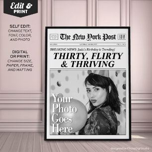 Personalized 30th Birthday Newspaper Poster Decor