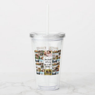 Personalized 34 Photo Collage Custom Quote Acrylic Tumbler