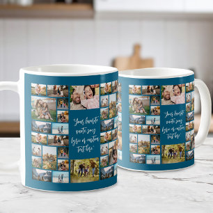 Personalized 34 Photo Collage Custom Quote Coffee Mug
