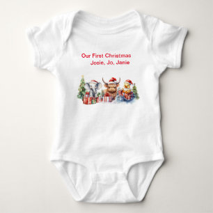 Personalized 3  Baby Animals “Our First Christmas” Bodysuit