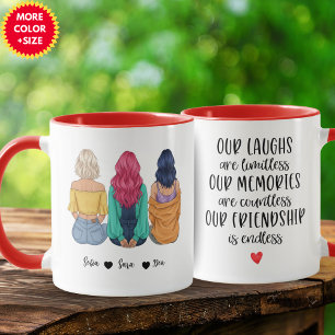 Personalized 3 Best Friends Mug   Custom BFF Gift