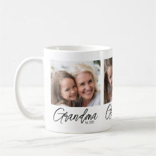 Personalized 3 Photo Grandma Established Year Coffee Mug