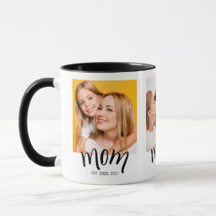 Personalized 3 Photo Mom Kids Date Est White Mug