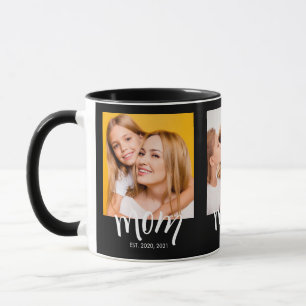 Personalized 3 Photo Mom Kids Date Established Mug