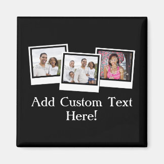 Personalized 3-Photo Snapshot Frames Custom Color Magnet
