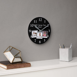 Personalized 3-Photo Snapshot Frames Custom Color Round Clock
