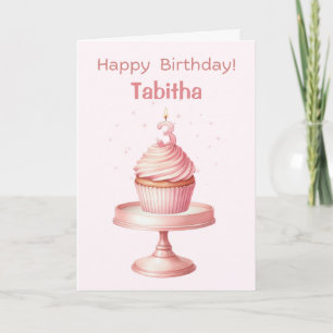 Personalized 3rd Birthday Cupcake Card