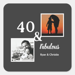 Personalized 40 & fabulous Men's gift Square Sticker