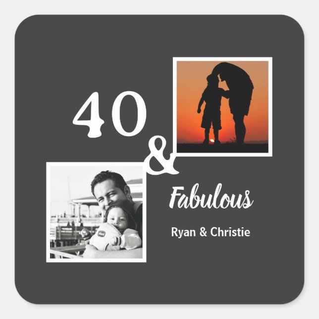 Personalized 40 & fabulous Men's gift Square Sticker (Front)