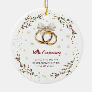 Personalized 40th Anniversary Couple Christmas Ceramic Tree Decoration
