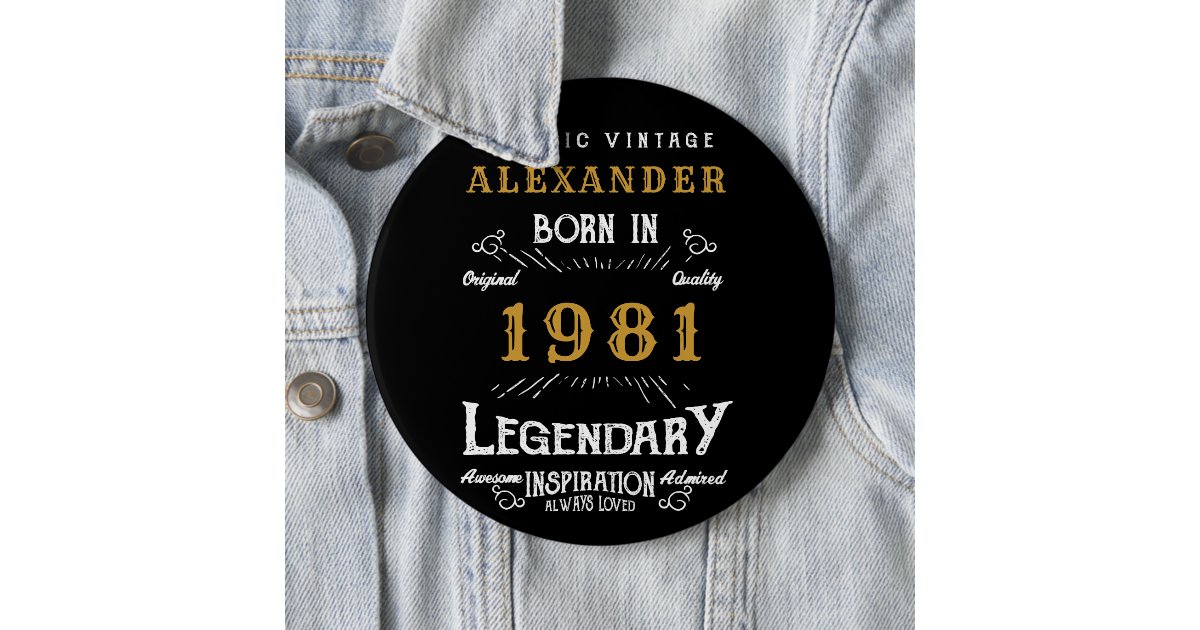 Download Personalized 40th Birthday Born 1981 Vintage Black 6 Cm ...