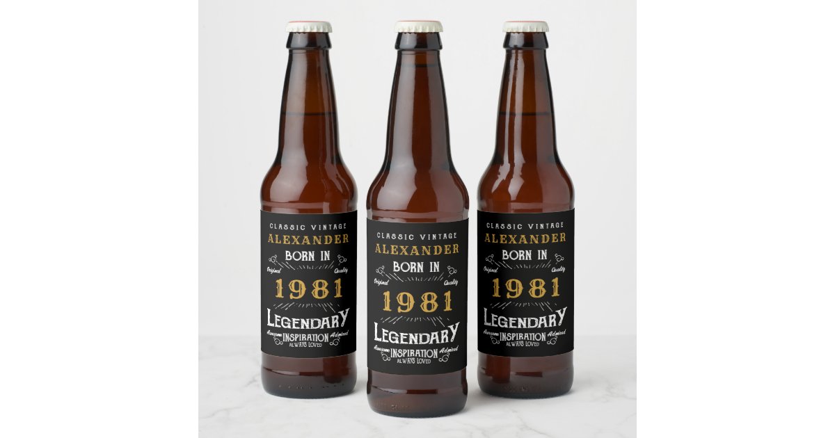 Download Personalized 40th Birthday Born 1981 Vintage Black Beer ...