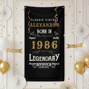 Personalized 40th Birthday Born 1986 Retro Party Banner