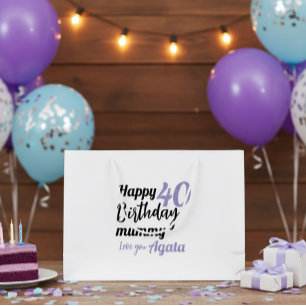 Personalized 40th Birthday Gift Bag - Custom Name