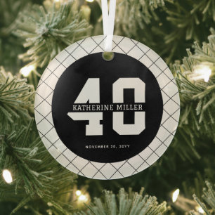 Personalized 40th Birthday Modern and Elegant   Glass Tree Decoration