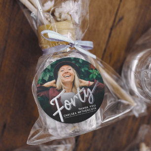 Personalized 40th Birthday Photo Forty Silver Classic Round Sticker