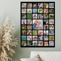 Personalized 45 Photo Collage with Captions Black
