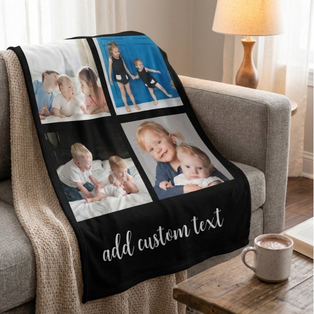 Personalized 4 Photo Collage – Custoum Photos Gift Fleece Blanket (Creator Uploaded)