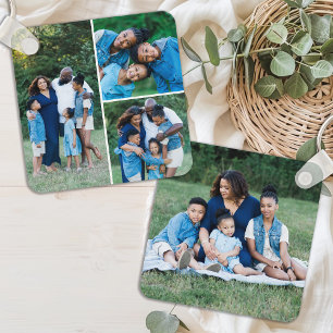 Personalized 4 Photo Collage Modern Simple Family Key Ring