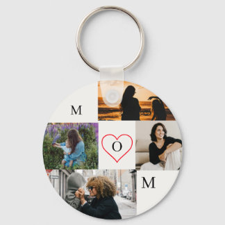 Personalized 4-Photo Collage Mom Monogram Key Ring