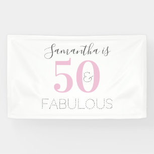 Personalized 50 and fabulous Modern Pink Birthday Banner