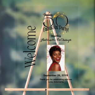 Personalized 50 & Fabulous Luxurious Black Gold  Acrylic Sign