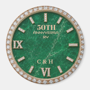 Personalized 50th Anniversary Emerald Marble Magnet