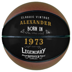 Personalized 50th Birthday 1973 Monogram Legendary Basketball