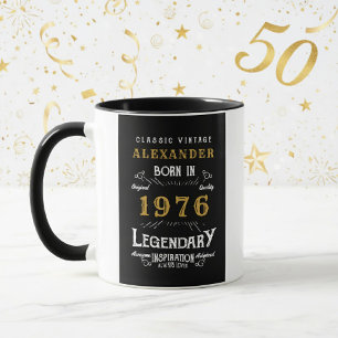 Personalized 50th Birthday Born 1976 Vintage Black Mug