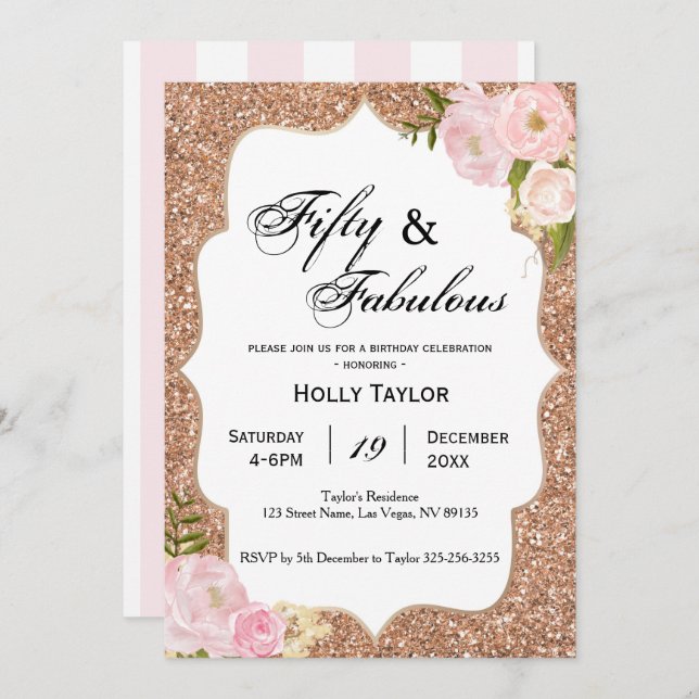 Personalized 50th birthday invitation (Front/Back)