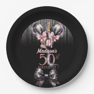 Personalized 50th Birthday Luxury champagne Paper Plate