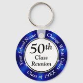 Personalized 50th Class Reunion Souvenirs, Blue Key Ring (Back)