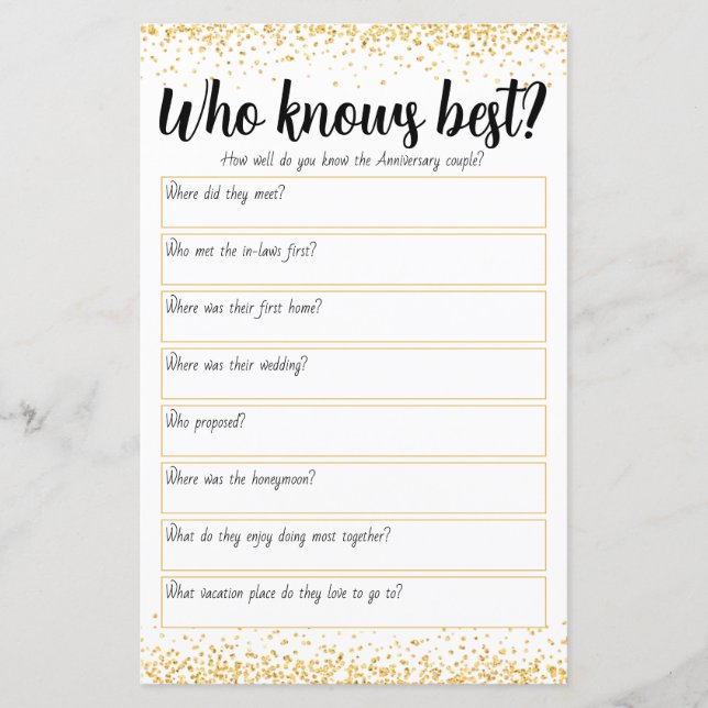 Personalized 50th Wedding Anniversary Game (Front)