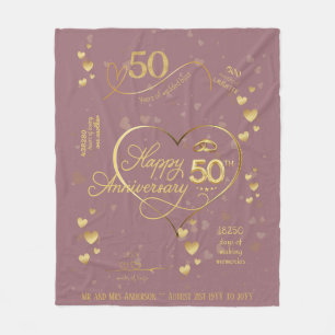 Personalized 50th Wedding Anniversary Milestone  F Fleece Blanket