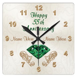 Personalized 55th Anniversary Gifts Emerald Clock