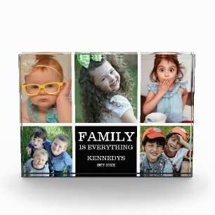 Personalized 5 Multi Picture Family Name  Quote Photo Block