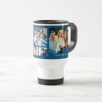 Personalized 5 Photo Collage Family Quote Blue