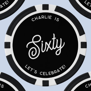 Personalized 60 Sixty Sixtieth Birthday Poker Chips