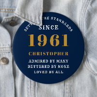 Personalized 60th Birthday 1961 Elegant Blue Gold