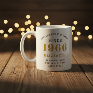 Personalized 60th Birthday 1966 Add Name Elegant Coffee Mug