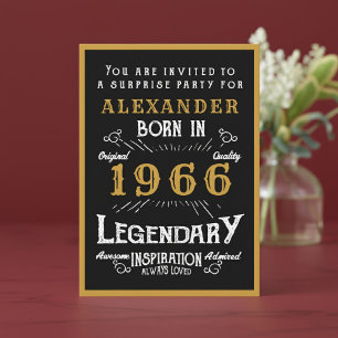 Personalized 60th Birthday 1966 Black Gold Legend Invitation