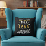 Personalized 60th Birthday Born 1966 Legend Black Cushion<br><div class="desc">A personalized classic throw pillow design for that birthday celebration for somebody born in 1966 and turning 60. Add the name to this vintage retro style black, white and gold design for a custom birthday gift. Easily edit the name and year with the template provided. A wonderful custom black birthday...</div>