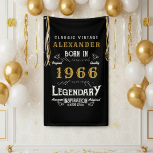 Personalized 60th Birthday Born 1966 Retro Party Banner